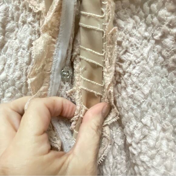 VTG. Victorian Princess Robe Womens M Lace Plunge Chiffon Coquette Fairy Renni - Picture 8 of 11